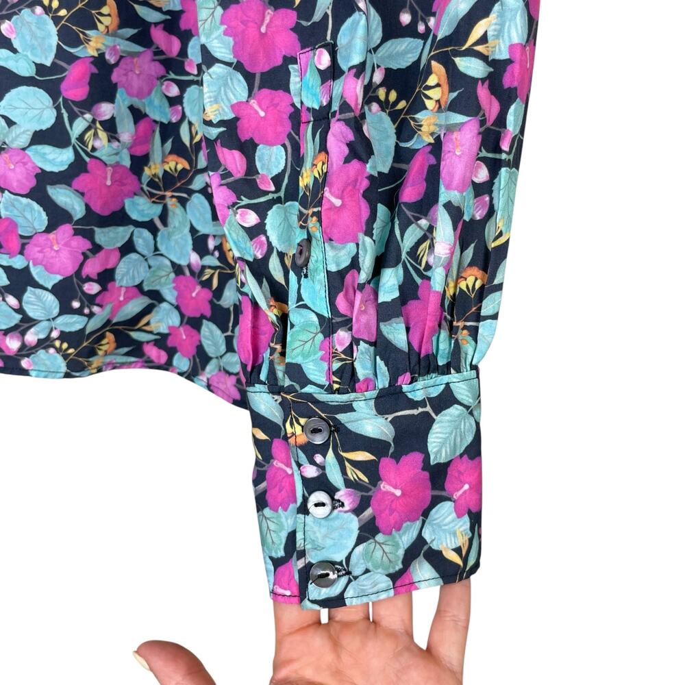 Roller Rabbit Manusa Glenda Colorful Floral Long Sleeve Cotton Popover Top - Picture 9 of 14
